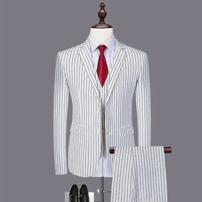 Completo a Righe Uomo 3 Pezzi Slim Fit