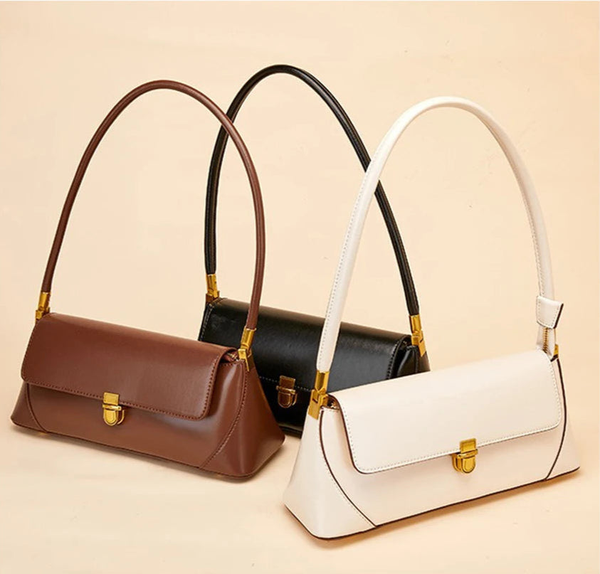 Bolso de hombro de cuero estilo francés