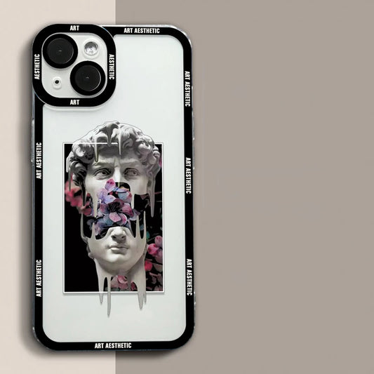 Transparent Case with Artistic Design for iPhone 14