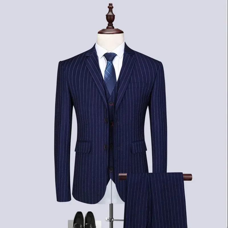 Completo a Righe Uomo 3 Pezzi Slim Fit