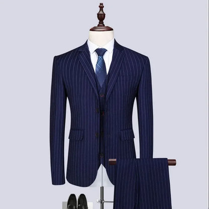 Completo a Righe Uomo 3 Pezzi Slim Fit