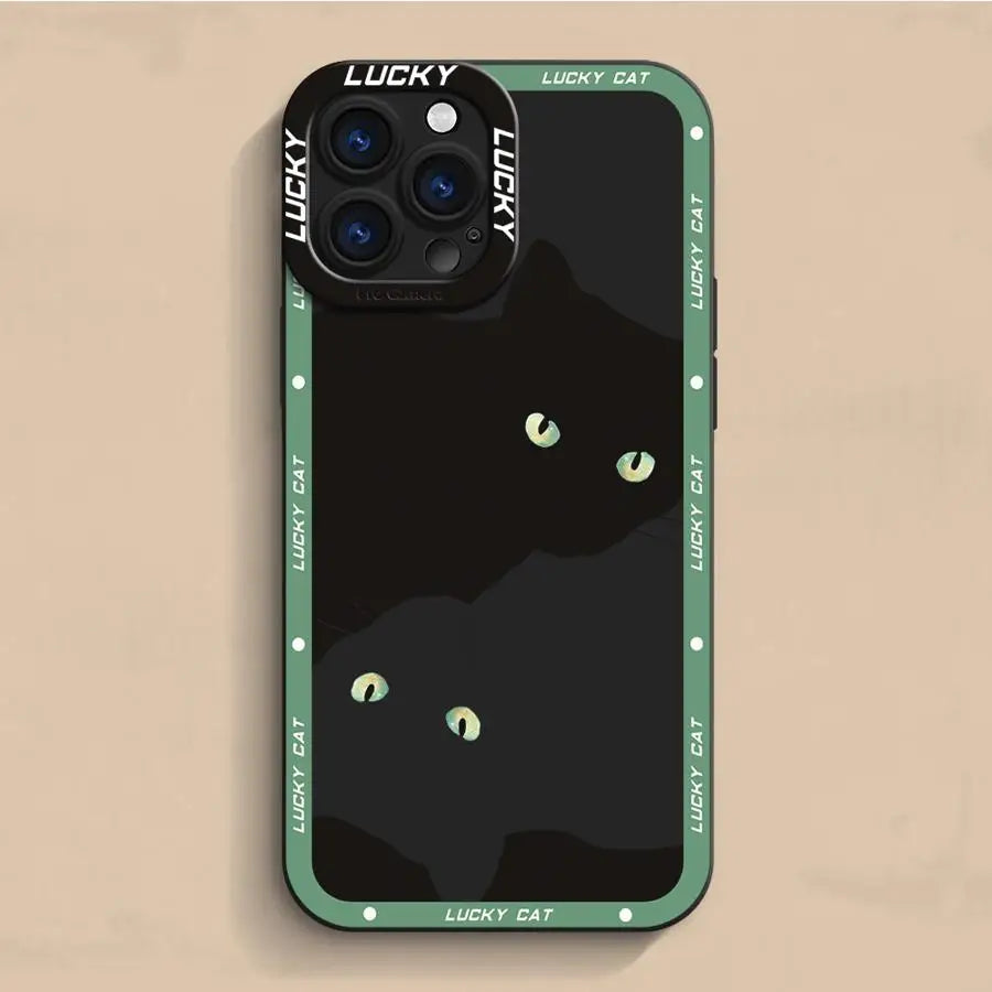 Funda protectora con diseño de gato de la suerte para iPhone 11