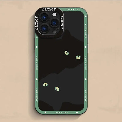 Funda protectora con diseño de gato de la suerte para iPhone 11