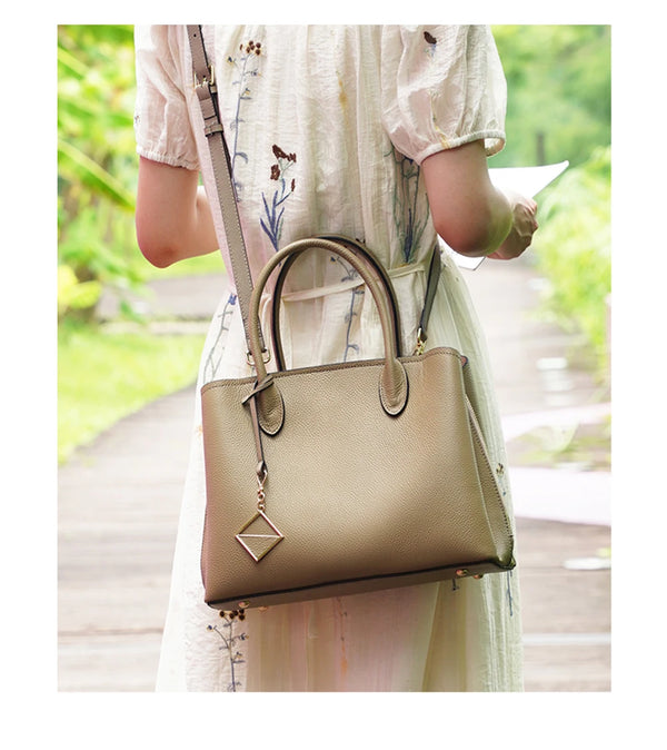 Bolso Shopper de Piel Verdadera — ángulo 2