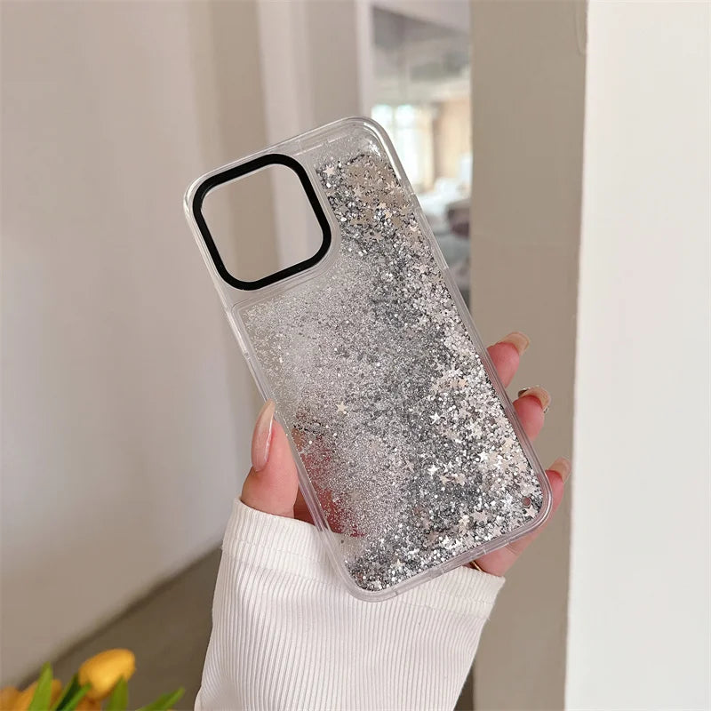 Custodia con Effetto Stelle Argento per iPhone