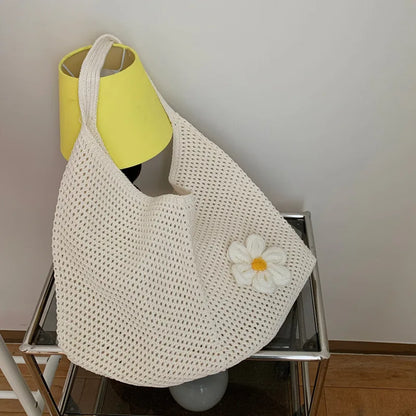 Borsa Estiva Intrecciata con Fiore