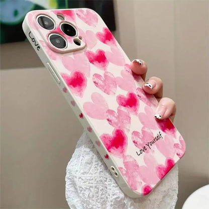 Heart Shaped Rainbow Design Case for iPhone 13