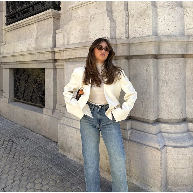 Giacca Corta Donna con Scollo a V