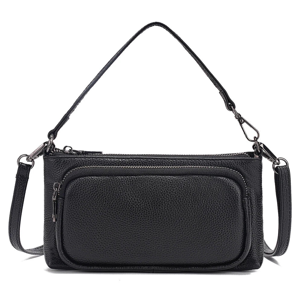 Bolso de hombro minimalista de cuero genuino