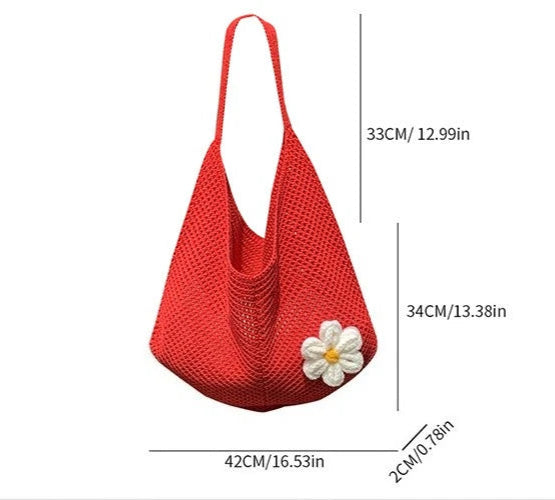 Borsa Estiva Intrecciata con Fiore