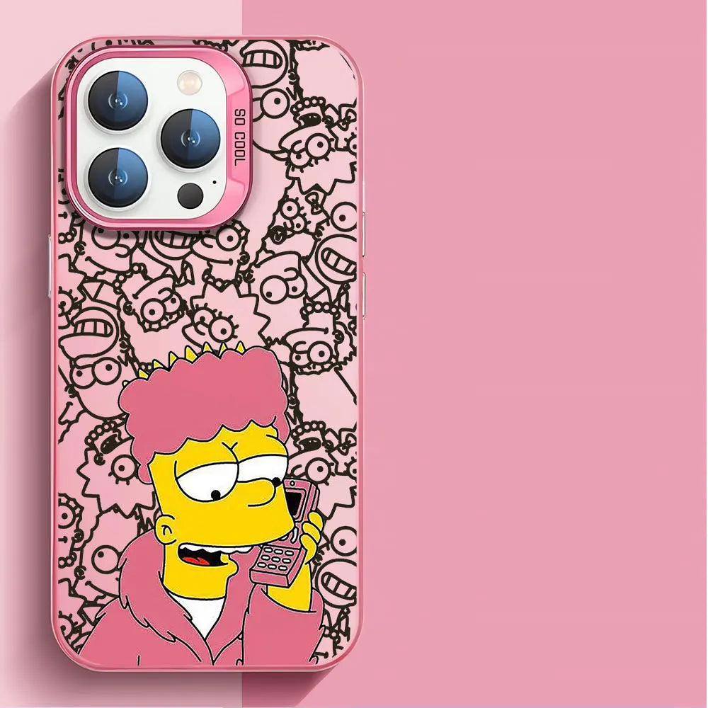 Funda para iPhone 15 con diseño de dibujos animados de Los Simpson