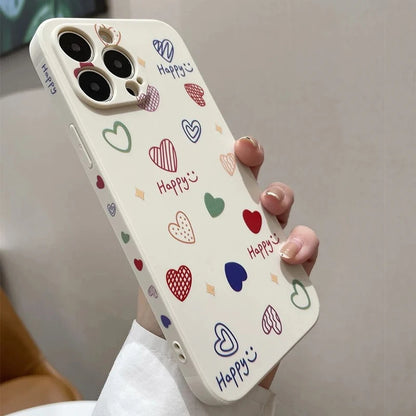 Heart Shaped Rainbow Design Case for iPhone 15