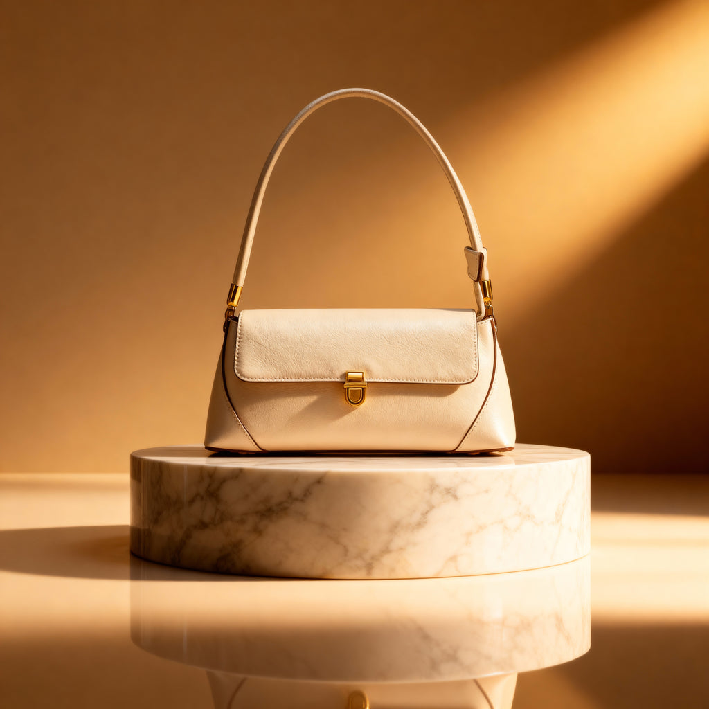 Bolso de hombro de cuero estilo francés