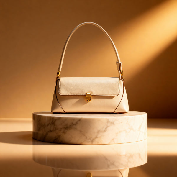 Bolso de hombro de cuero estilo francés