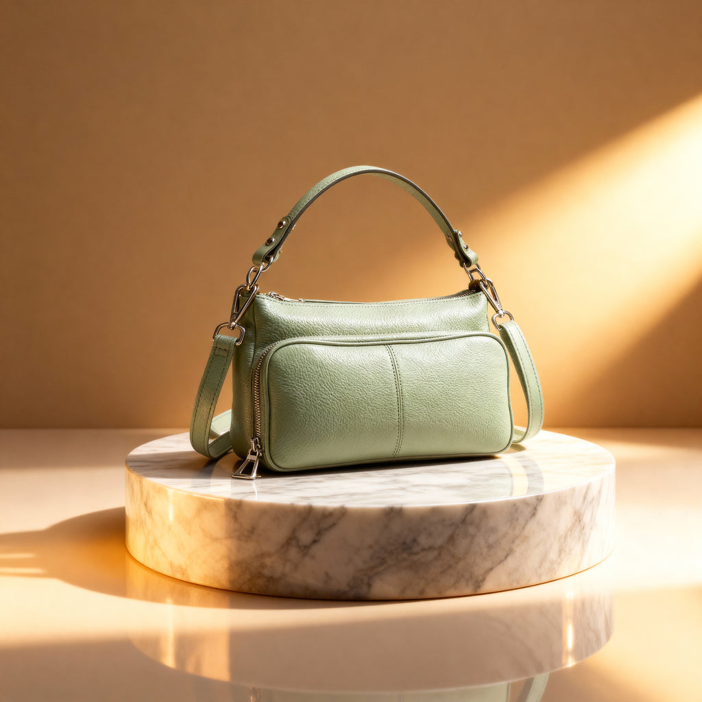 Bolso de hombro de cuero genuino