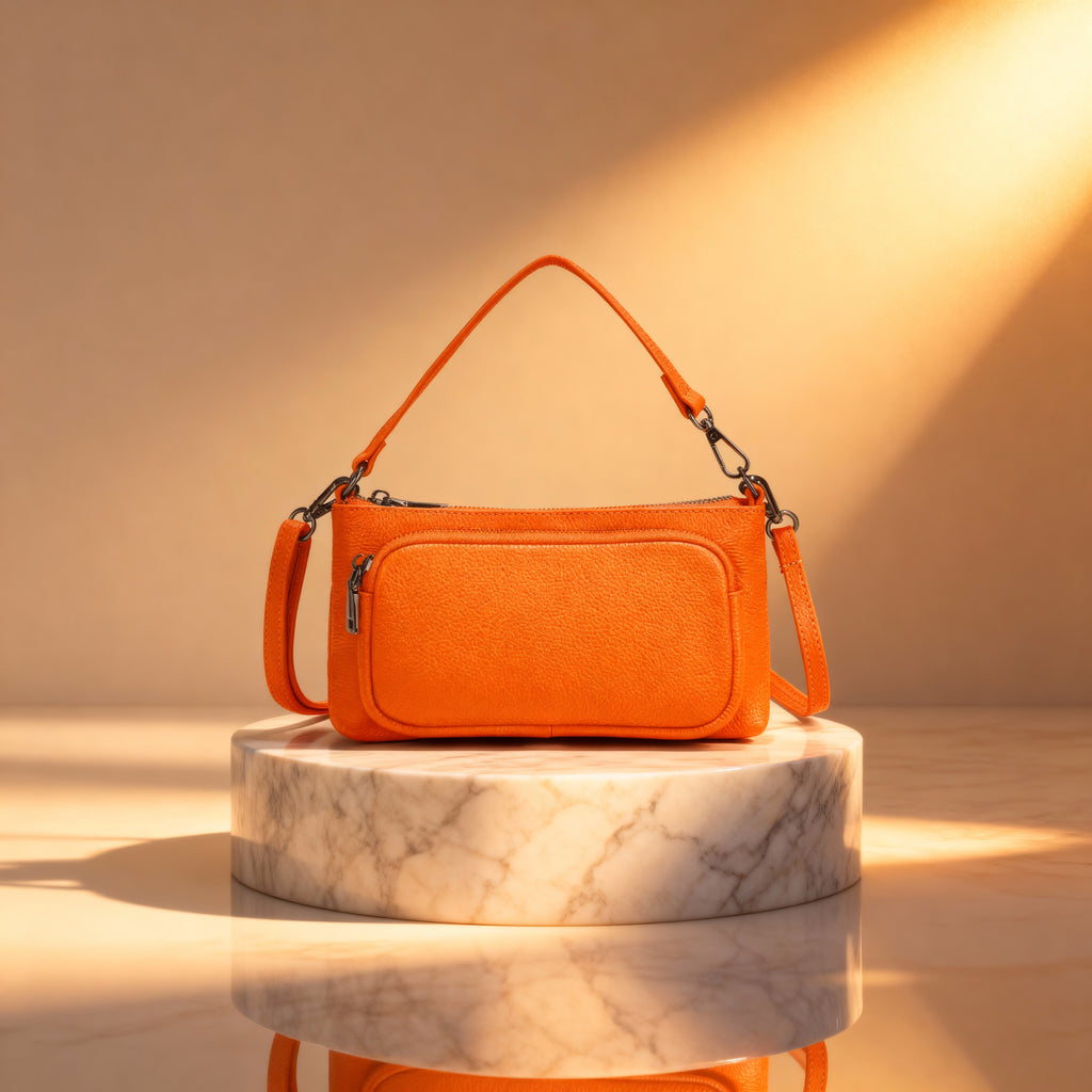 Bolso de hombro minimalista de cuero genuino